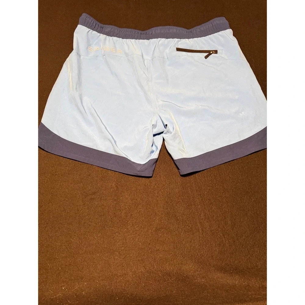 Spyder Swim Mens XL Board Shorts Light Blue Navy Blue Lined Swim Trunks Pockets
